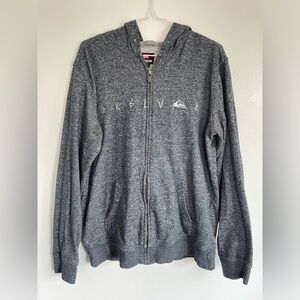 Quiksilver Men’s Zip Up Grey Hoodie - Size Medium